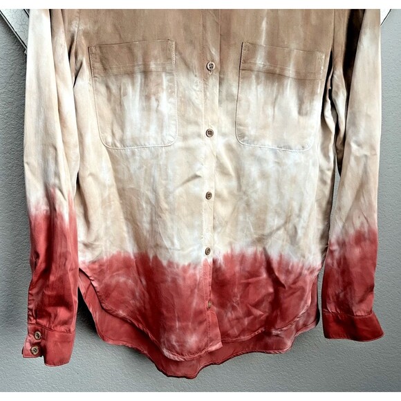 Bella Dahl Women’s M Button Down Flax Henna Ombre Dye Tencel Lyocell - Picture 3 of 7